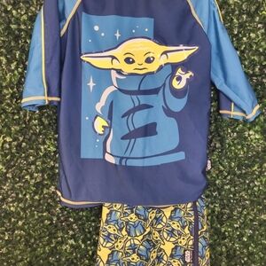 Boys Disney Star Wars Blue and White Swim Set